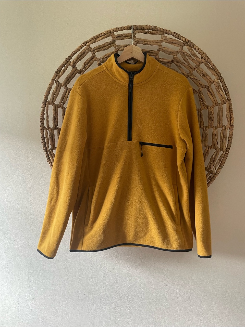 Goodfellow & Co Mustard Yellow Half-Zip Fleece Pullover